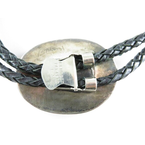 Circa 1960 Zuni Apache Ghan Crown Dancer Inlaid Sterling Silver Bolo Tie Bennett - Picture 5 of 11